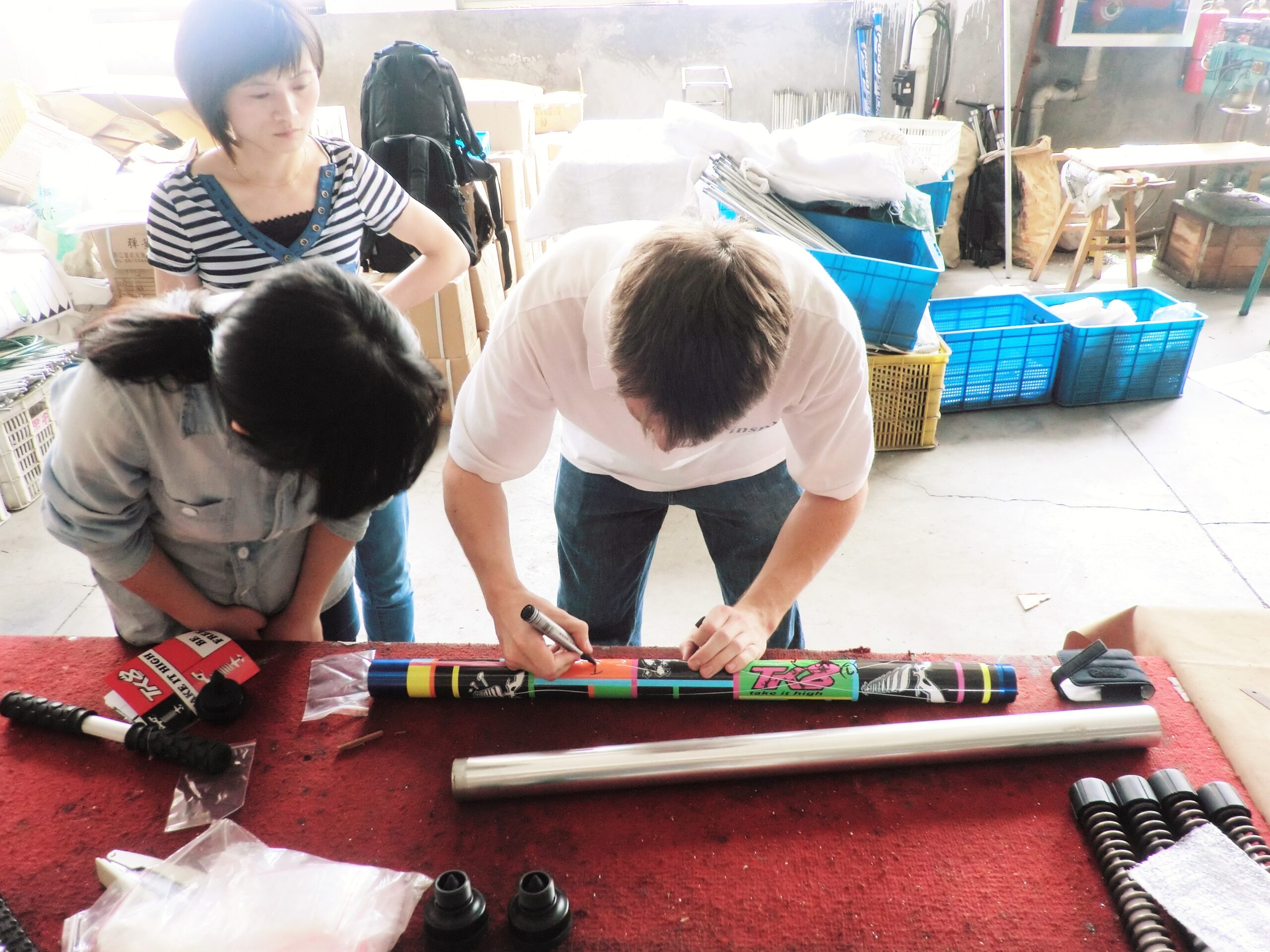 INSPIRE Sourcing at a supply partner assisting with the development of a pogo stick in Yongkang, China.